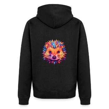 Igel Buntes Aquarell Cartoon Kawaii Tier - Unisex Premium Bio Zip Hoodie - Schwarz - Hinten - Nico (187cm)