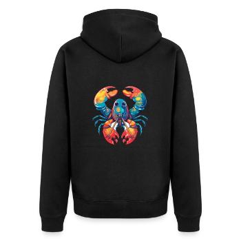Homard Aquarelle Colorée Dessin Animé Kawaii Animal - Veste à capuche bio Premium Unisexe - noir - Dos - Nico (187cm)