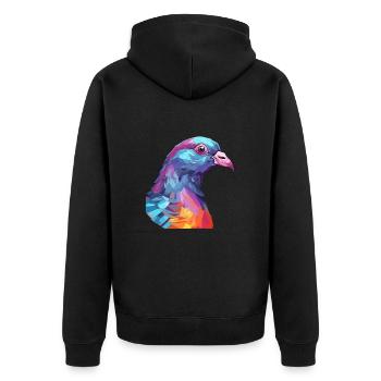 Pigeon Aquarelle Colorée Dessin Animé Kawaii Animal - Veste à capuche bio Premium Unisexe - noir - Dos - Nico (187cm)