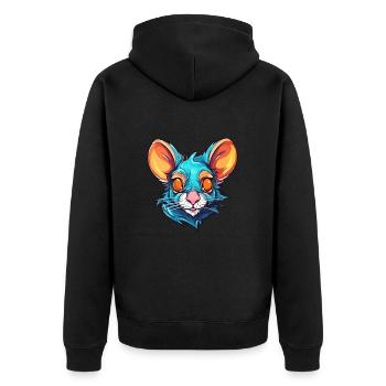 Ratte bunte Aquarell-Karikatur Kawaii-Tier - Unisex Premium Bio Zip Hoodie - Schwarz - Hinten - Nico (187cm)