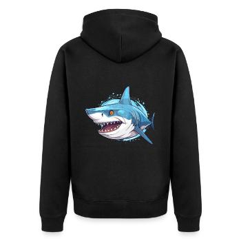 Requin Aquarelle Colorée Dessin Animé Kawaii Animal - Veste à capuche bio Premium Unisexe - noir - Dos - Nico (187cm)