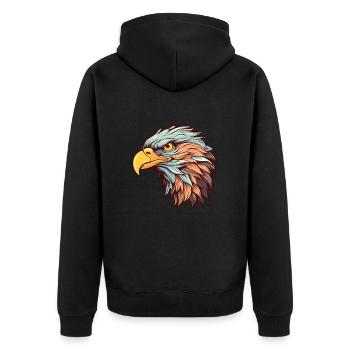 Adler Buntes Aquarell Cartoon Kawaii Tier - Unisex Premium Bio Zip Hoodie - Schwarz - Hinten - Nico (187cm)