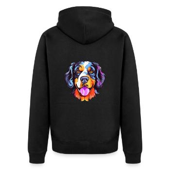 Hund Buntes Aquarell Cartoon Kawaii Tier - Unisex Premium Bio Zip Hoodie - Schwarz - Hinten - Nico (187cm)