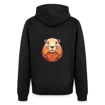 Murmeltier buntes Aquarell Cartoon Kawaii Tier - Unisex Premium Bio Zip Hoodie - Schwarz - Hinten - Nico (187cm)
