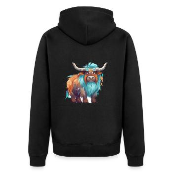 Yak Aquarelle Colorée Dessin Animé Kawaii Animal - Veste à capuche bio Premium Unisexe - noir - Dos - Nico (187cm)