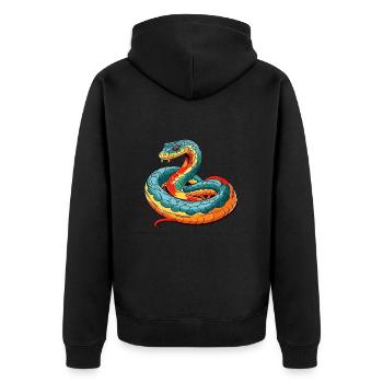 Cobra Aquarelle Colorée Dessin Animé Kawaii Animal - Veste à capuche bio Premium Unisexe - noir - Dos - Nico (187cm)