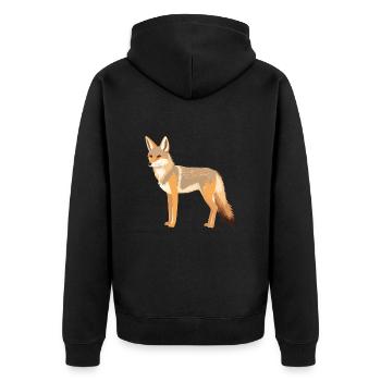 Kojote Buntes Aquarell Cartoon Kawaii Tier - Unisex Premium Bio Zip Hoodie - Schwarz - Hinten - Nico (187cm)