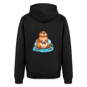 Castor Aquarelle Colorée Dessin Animé Kawaii Animal - Veste à capuche bio Premium Unisexe - noir - Dos - Nico (187cm)