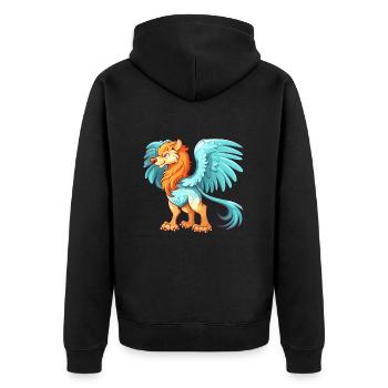 Griffon Aquarelle Colorée Dessin Animé Kawaii Animal - Veste à capuche bio Premium Unisexe - noir - Dos - Nico (187cm)