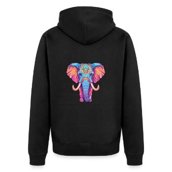 Elefant buntes Aquarell Cartoon Kawaii Tier - Unisex Premium Bio Zip Hoodie - Schwarz - Hinten - Nico (187cm)