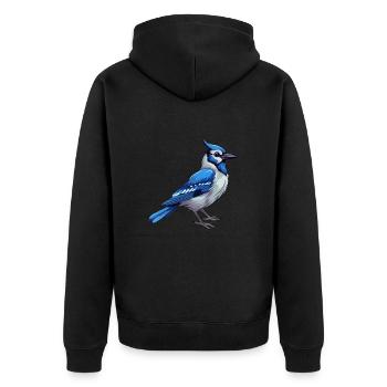 Blue Jay Colorful Watercolor Cartoon Kawaii Animal - Unisex Premium Organic Zip Hoodie - black - Back - Nico (187cm)