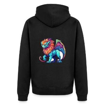 Manticore Aquarelle Colorée Dessin Animé Kawaii Anima - Veste à capuche bio Premium Unisexe - noir - Dos - Nico (187cm)