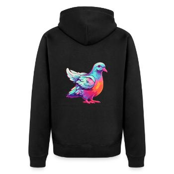 Colombe Aquarelle Colorée Dessin Animé Kawaii Animal - Veste à capuche bio Premium Unisexe - noir - Dos - Nico (187cm)