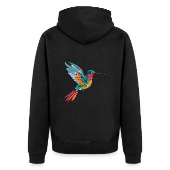 Hummingbird Colorful Watercolor Cartoon Kawaii Ani - Unisex Premium Organic Zip Hoodie - black - Back - Nico (187cm)