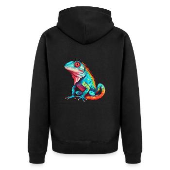 Lézard Aquarelle Colorée Dessin Animé Kawaii Animal - Veste à capuche bio Premium Unisexe - noir - Dos - Nico (187cm)