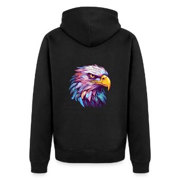 Adler Buntes Aquarell Cartoon Kawaii Tier - Unisex Premium Bio Zip Hoodie - Schwarz - Hinten - Nico (187cm)