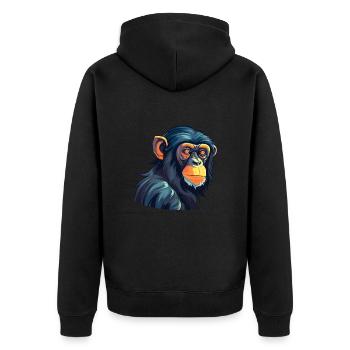 Bonobo Colorful Watercolor Cartoon Kawaii Animal - Unisex Premium Organic Zip Hoodie - black - Back - Nico (187cm)