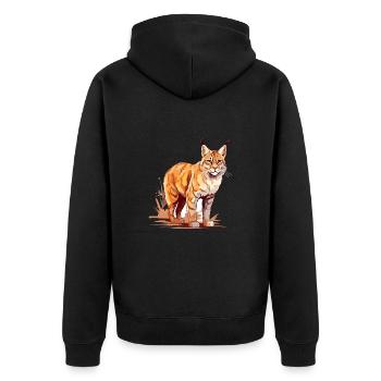 Bobcat Colorful Watercolor Cartoon Kawaii Animal - Unisex Premium Organic Zip Hoodie - black - Back - Nico (187cm)