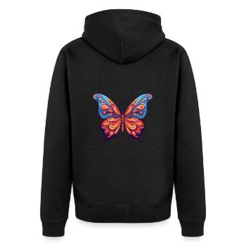 Papillon Aquarelle Colorée Dessin Animé Kawaii Anima - Veste à capuche bio Premium Unisexe - noir - Dos - Nico (187cm)