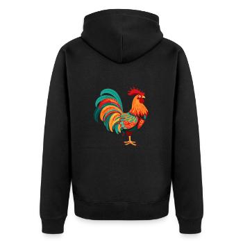 Hahn Buntes Aquarell Cartoon Kawaii Tier - Unisex Premium Bio Zip Hoodie - Schwarz - Hinten - Nico (187cm)