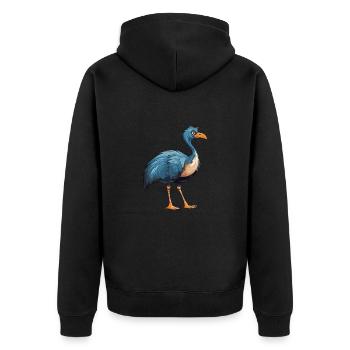 Strauß buntes Aquarell Cartoon Kawaii Tier - Unisex Premium Bio Zip Hoodie - Schwarz - Hinten - Nico (187cm)