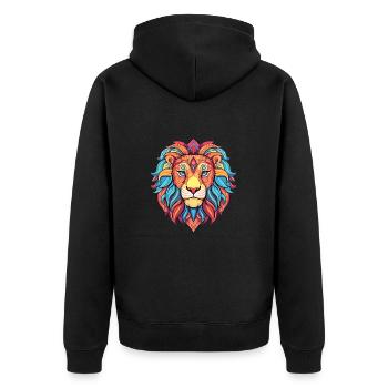Löwe buntes Aquarell Cartoon Kawaii Tier - Unisex Premium Bio Zip Hoodie - Schwarz - Hinten - Nico (187cm)