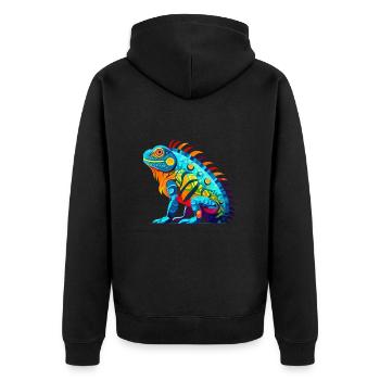 Iguana Colorful Watercolor Cartoon Kawaii Animal - Unisex Premium Organic Zip Hoodie - black - Back - Nico (187cm)