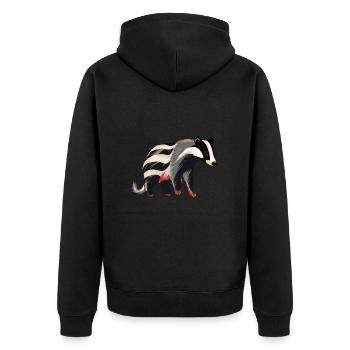 Blaireau Aquarelle Colorée Dessin Animé Kawaii Animal - Veste à capuche bio Premium Unisexe - noir - Dos - Nico (187cm)