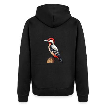 Specht bunte Aquarell-Karikatur Kawaii Anim - Unisex Premium Bio Zip Hoodie - Schwarz - Hinten - Nico (187cm)