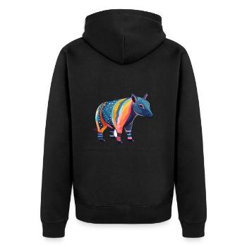 Tapir Aquarelle Colorée Dessin Animé Kawaii Animal - Veste à capuche bio Premium Unisexe - noir - Dos - Nico (187cm)