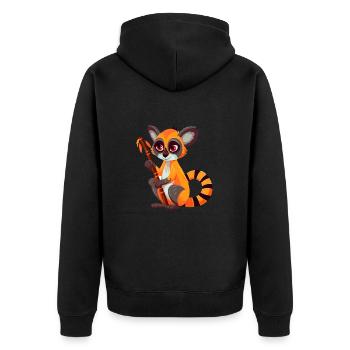 Lemur Colorful Watercolor Cartoon Kawaii Animal - Unisex Premium Organic Zip Hoodie - black - Back - Nico (187cm)