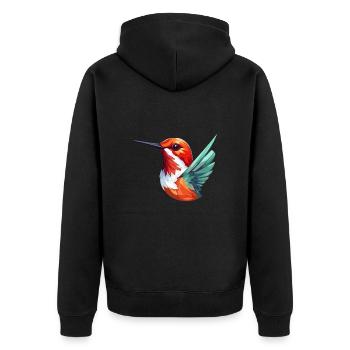 Colibri Oiseau Coloré Aquarelle Dessin Animé Kawaii An - Veste à capuche bio Premium Unisexe - noir - Dos - Nico (187cm)