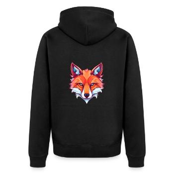 Fuchs Buntes Aquarell Cartoon Kawaii Tier - Unisex Premium Bio Zip Hoodie - Schwarz - Hinten - Nico (187cm)