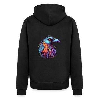 Krähe bunte Aquarell-Karikatur Kawaii-Tier - Unisex Premium Bio Zip Hoodie - Schwarz - Hinten - Nico (187cm)