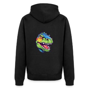 Dinosaure Aquarelle Colorée Dessin Animé Kawaii Animal - Veste à capuche bio Premium Unisexe - noir - Dos - Nico (187cm)
