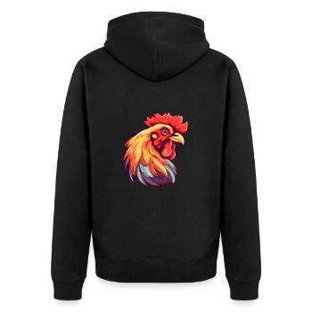 Huhn buntes Aquarell Cartoon Kawaii Tier - Unisex Premium Bio Zip Hoodie - Schwarz - Hinten - Nico (187cm)