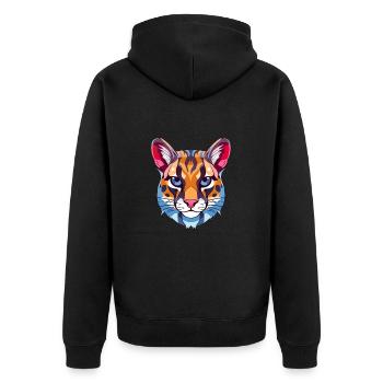 Ocelot Colorful Watercolor Cartoon Kawaii Animal - Unisex Premium Organic Zip Hoodie - black - Back - Nico (187cm)