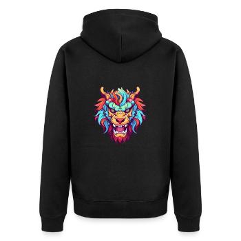 Chimera Colorful Watercolor Cartoon Kawaii Animal - Unisex Premium Organic Zip Hoodie - black - Back - Nico (187cm)