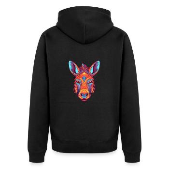 Esel buntes Aquarell Cartoon Kawaii Tier - Unisex Premium Bio Zip Hoodie - Schwarz - Hinten - Nico (187cm)