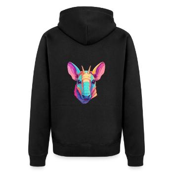 Aardvark Colorful Watercolor Cartoon Kawaii Animal - Unisex Premium Organic Zip Hoodie - black - Back - Nico (187cm)