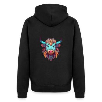 Yak Aquarelle Colorée Dessin Animé Kawaii Animal - Veste à capuche bio Premium Unisexe - noir - Dos - Nico (187cm)