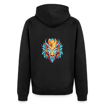 Drache Buntes Aquarell Cartoon Kawaii Tier - Unisex Premium Bio Zip Hoodie - Schwarz - Hinten - Nico (187cm)