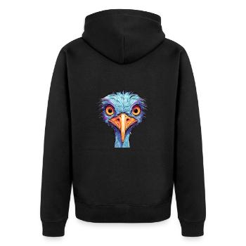 Strauß buntes Aquarell Cartoon Kawaii Tier - Unisex Premium Bio Zip Hoodie - Schwarz - Hinten - Nico (187cm)