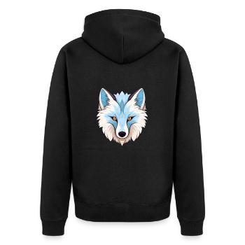 Arktisfuchs Bunte Aquarell-Karikatur Kawaii Anim - Unisex Premium Bio Zip Hoodie - Schwarz - Hinten - Nico (187cm)