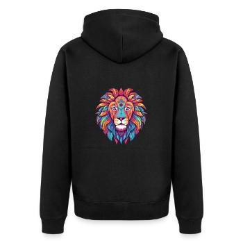Löwe buntes Aquarell Cartoon Kawaii Tier - Unisex Premium Bio Zip Hoodie - Schwarz - Hinten - Nico (187cm)