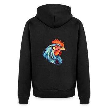 Henne bunte Aquarell-Karikatur Kawaii-Tier - Unisex Premium Bio Zip Hoodie - Schwarz - Hinten - Nico (187cm)