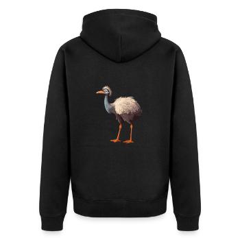 Strauß buntes Aquarell Cartoon Kawaii Tier - Unisex Premium Bio Zip Hoodie - Schwarz - Hinten - Nico (187cm)