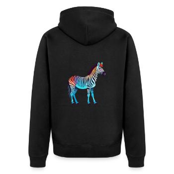 Zebra Colorful Watercolor Cartoon Kawaii Animal - Unisex Premium Organic Zip Hoodie - black - Back - Nico (187cm)