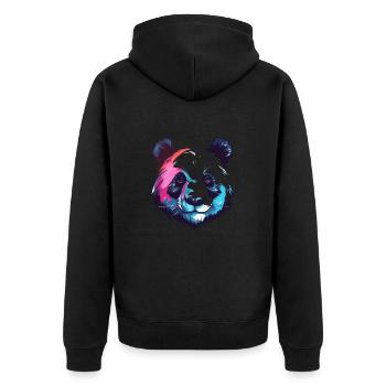 Panda Buntes Aquarell Cartoon Kawaii Tier - Unisex Premium Bio Zip Hoodie - Schwarz - Hinten - Nico (187cm)