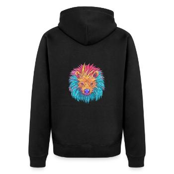 Stachelschwein Bunte Aquarell-Karikatur Kawaii Anima - Unisex Premium Bio Zip Hoodie - Schwarz - Hinten - Nico (187cm)